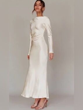 NWT Selfie Leslie Oyster Long Cowl Neck Dress Maxi Size 4